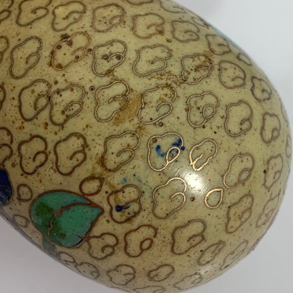 VTG Chinese Cloisonne Floral Enameled Egg Ornament Easter Gold Filigree + Base - Picture 7 of 9